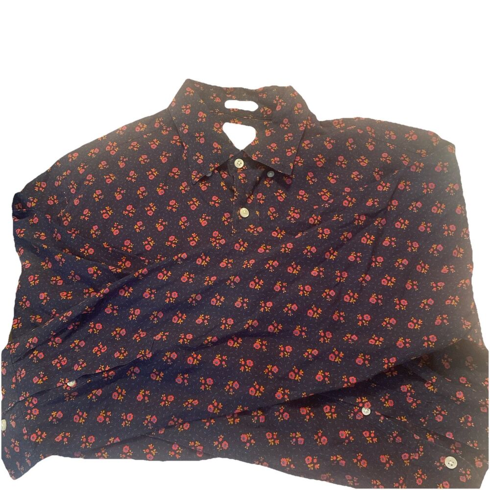 J Crew Slim Fit Long Sleeve Button Down Shirt Blue Floral Pattern Mens Slim Med